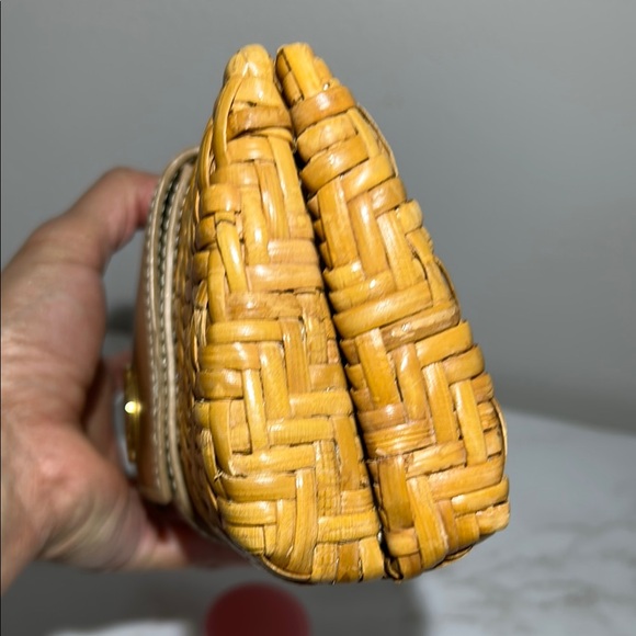 Tory Burch Gold and Tan Rattan Wicker Clutch RARE Collectible Luxury - Picture 5 of 11